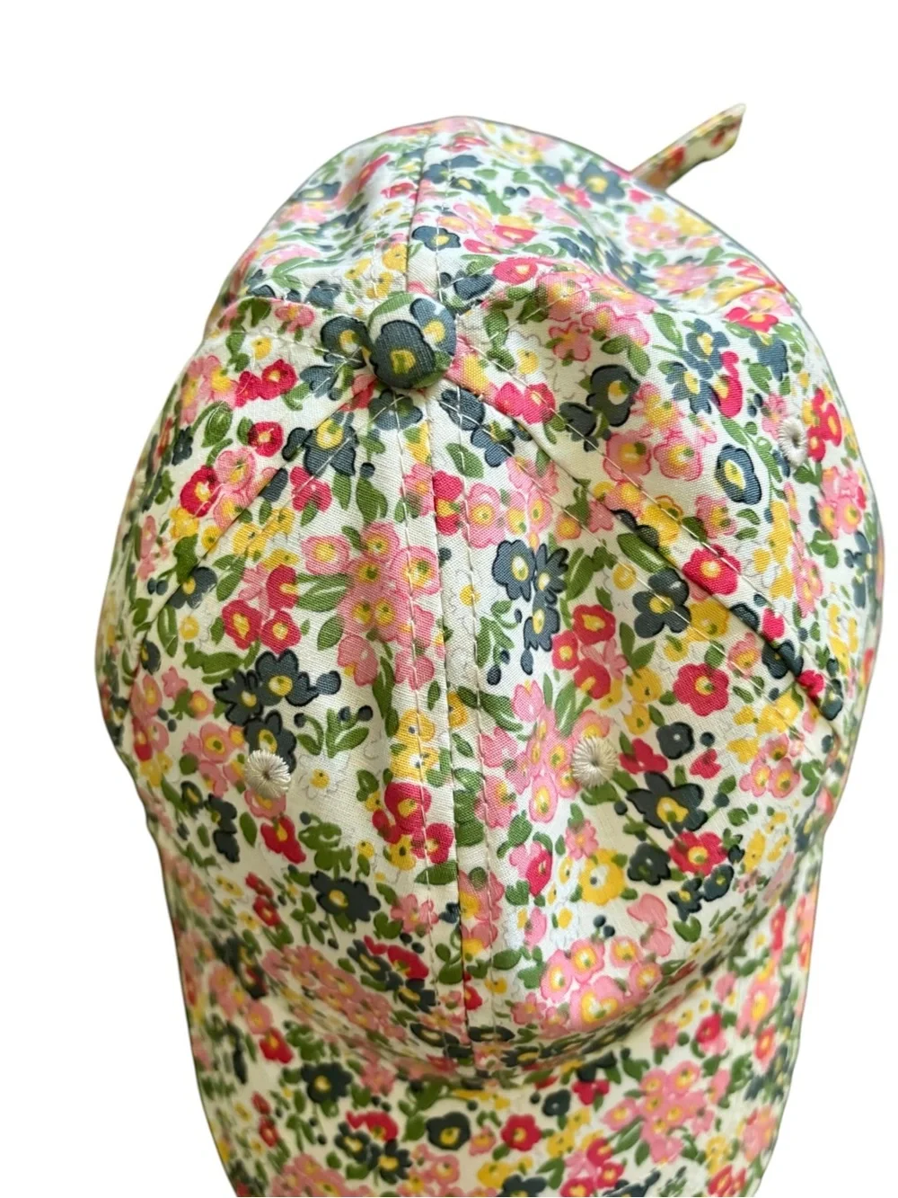Women’s OS Adjustable Whimsical Floral Print Baseball Cap - Pink & Green - Picture 2 of 8